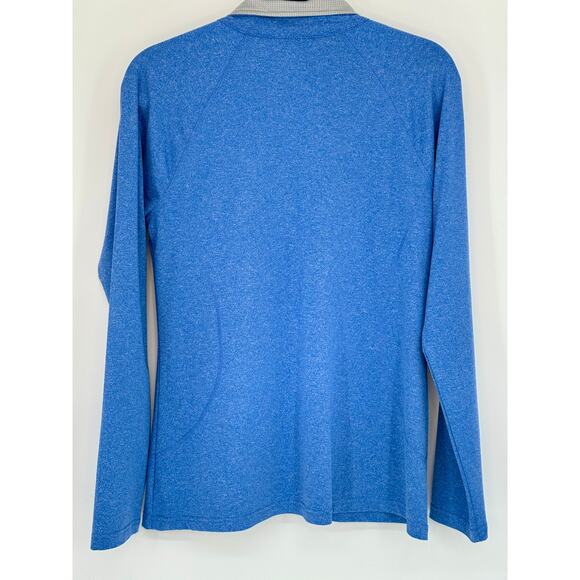 Danskin NOW Semi Fitted Half Zip Long Sleeve Athletic Top Blue size L/G (12/14) - Picture 2 of 5